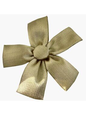 Gold Lame Bow Lapel Pin Ribbon Brooch Statement Runway